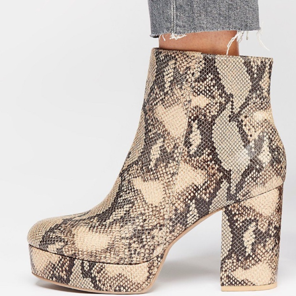 FreePeople platform snakeskin booties by Matisse